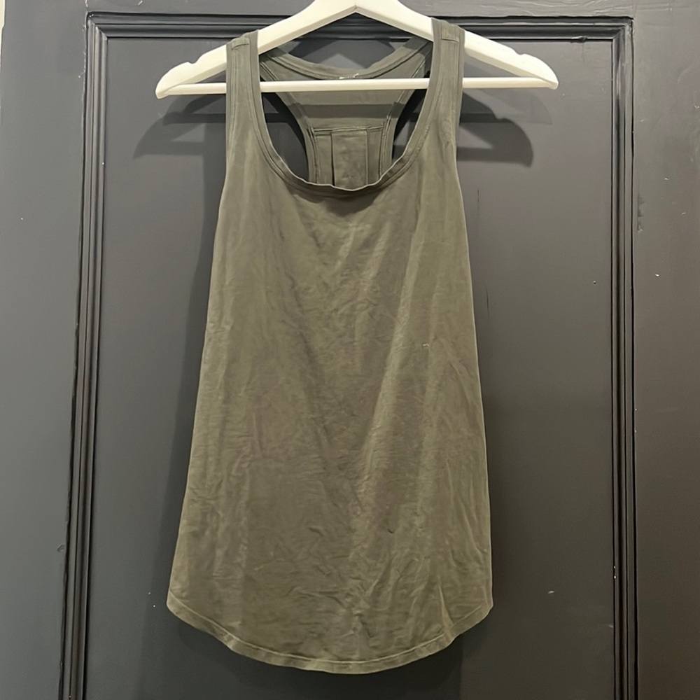 Lululemon Love Tank Top-Pleated-Size 6- Army Green